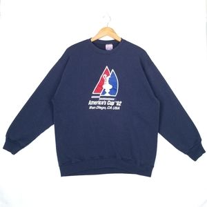 Vintage 90s America's Cup '92 San Diego, CA USA Patchwork Embroidered Sweatshirt